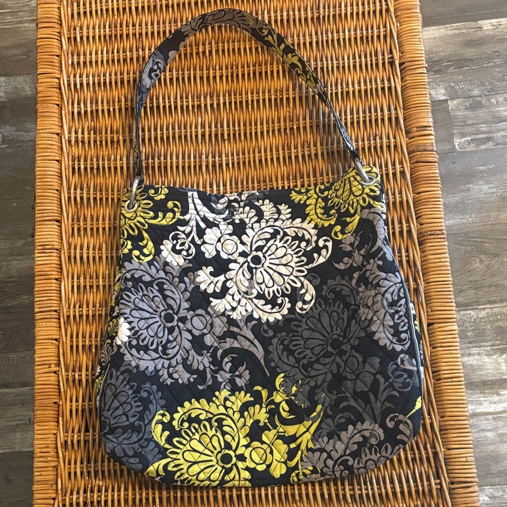Vera Bradley Black and Yellow Floral Shoulder Bag